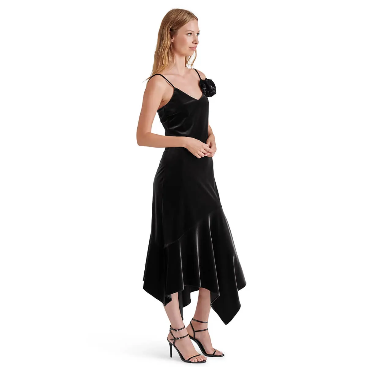 Steve Madden Lucille Velvet Rosette Midi Dress