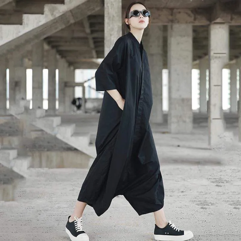 Street Style Black Oversized Jumpsuit | Millennials