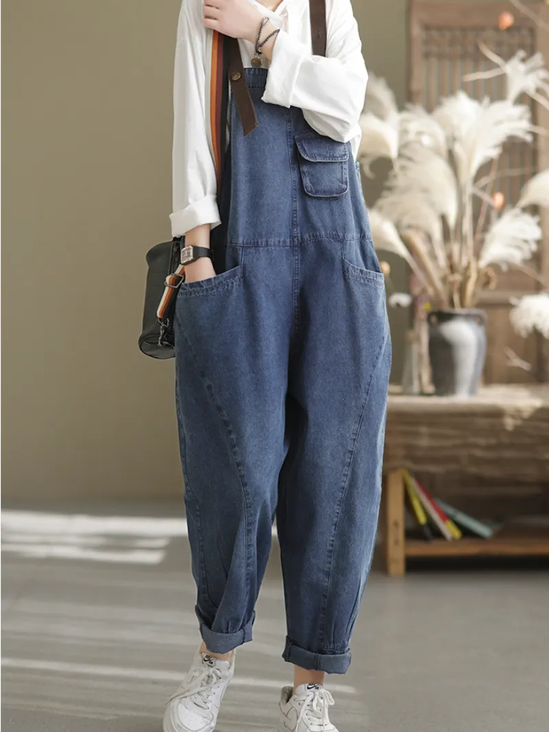 Stylish Denim Casual Loose Western Dungarees Overalls