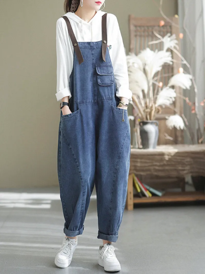 Stylish Denim Casual Loose Western Dungarees Overalls