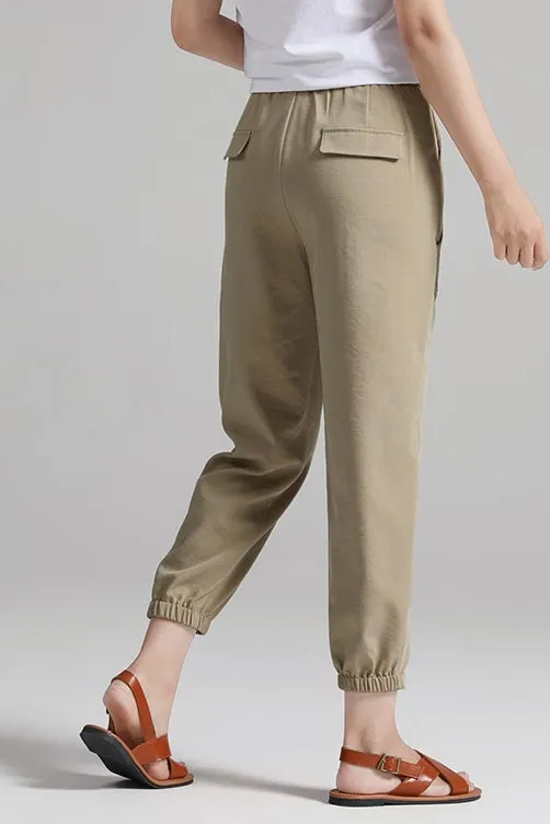 Summer's new slim khaki pants little above ankle length J123