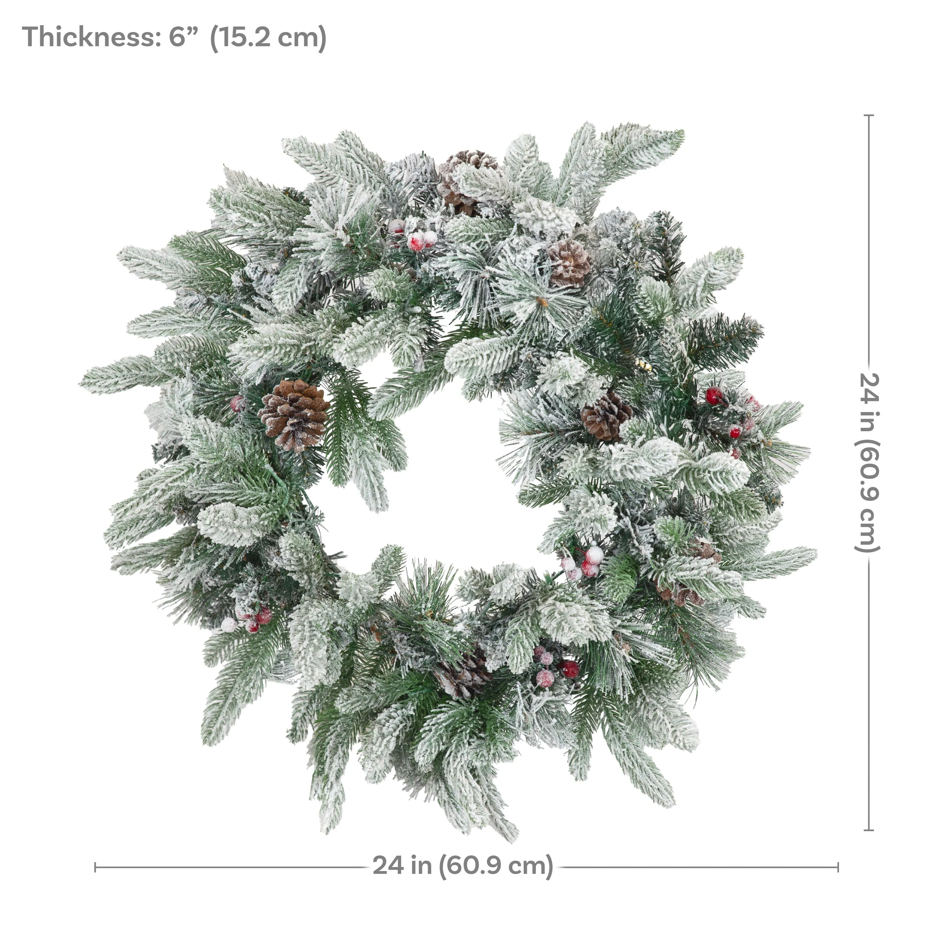 Sunnydaze 24" Prelit Artificial Christmas Wreath with Timer