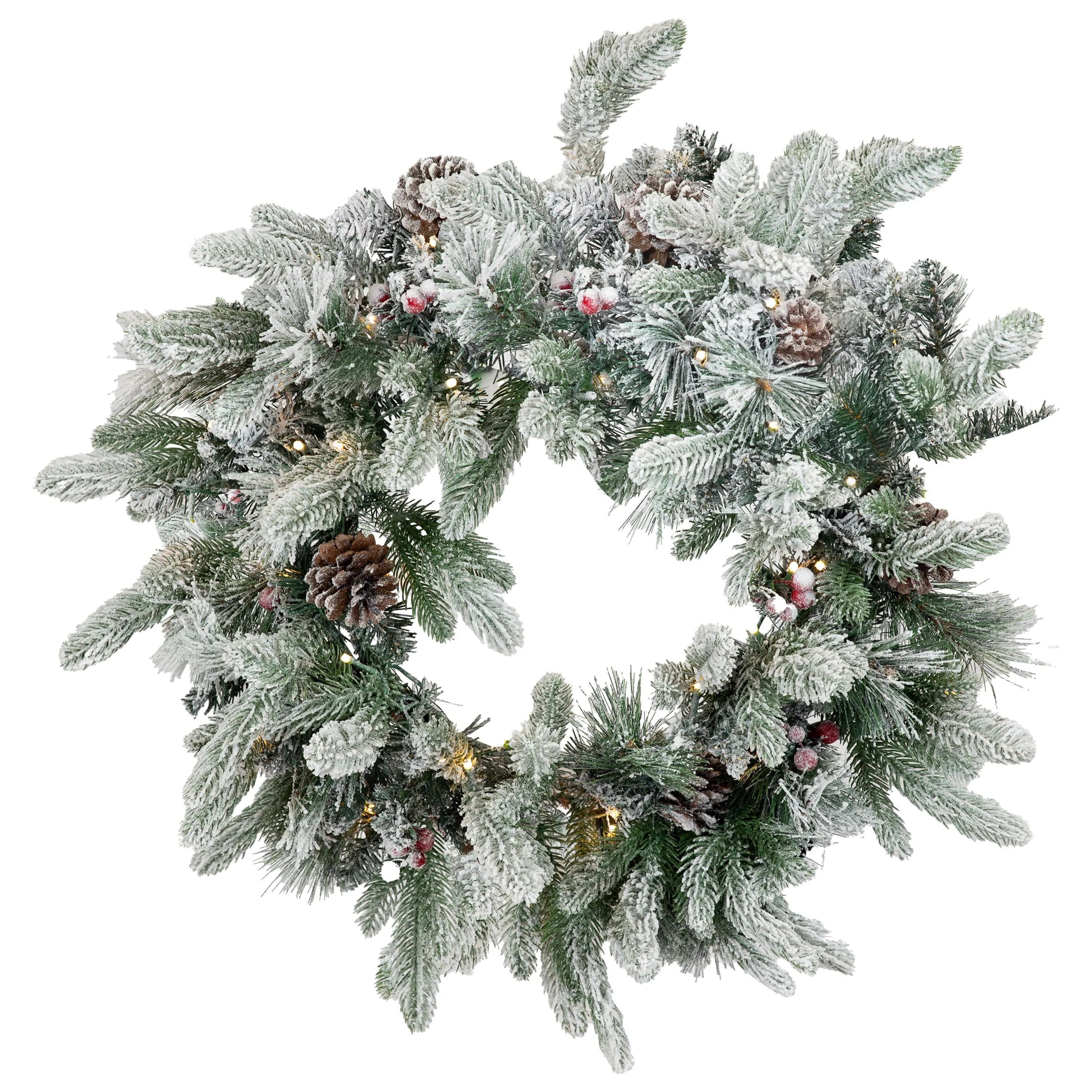 Sunnydaze 24" Prelit Artificial Christmas Wreath with Timer