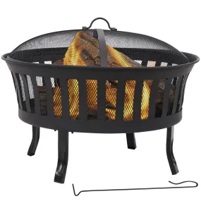 Sunnydaze 25" Steel Mesh Stripe Cutout Fire Pit with Spark Screen