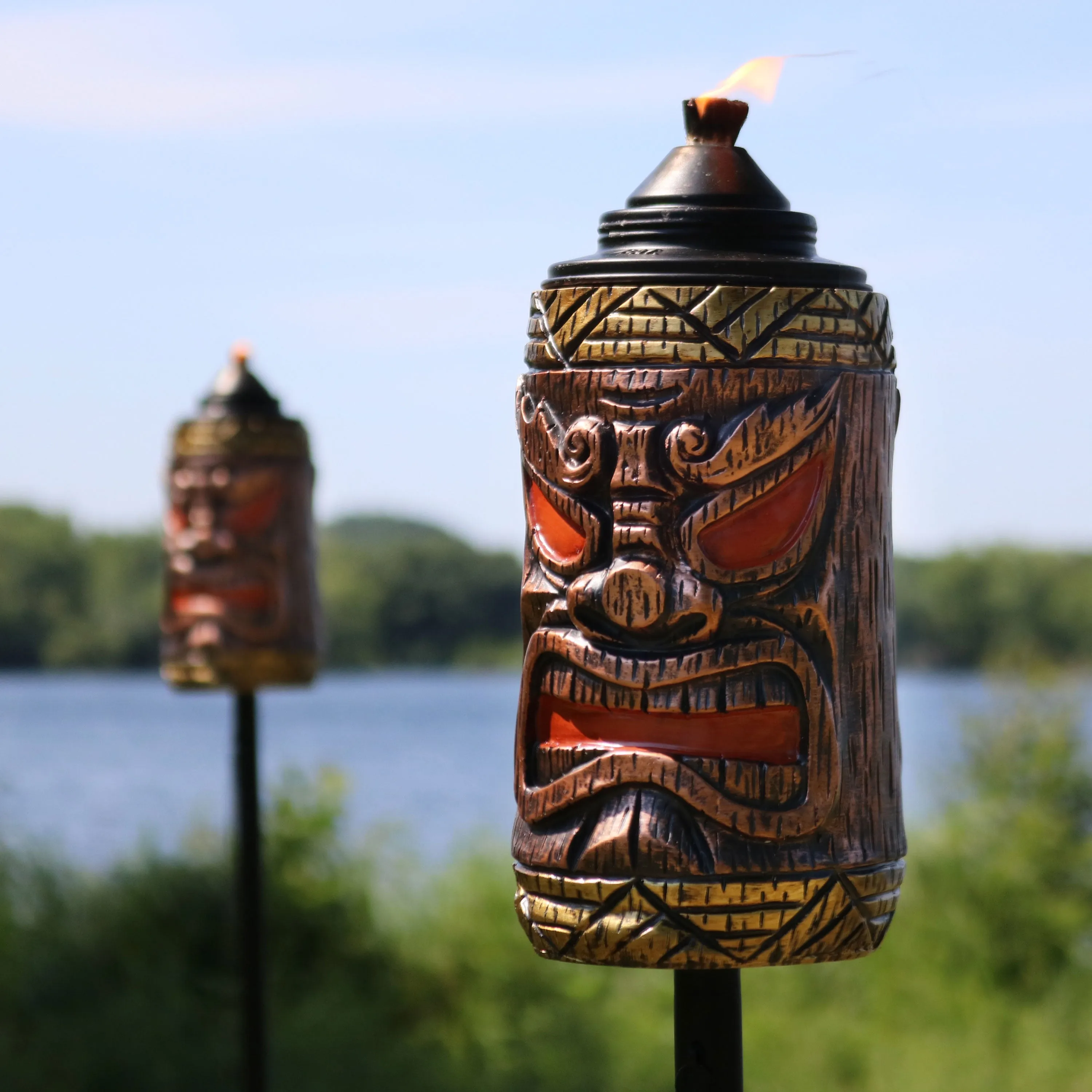 Sunnydaze 3-in-1 Tiki Face Outdoor Patio Torch