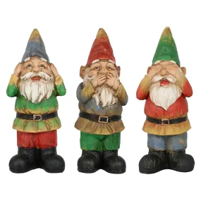 Sunnydaze 3 Wise Gnomes, Hear No Evil, Speak No Evil, See No Evil Set