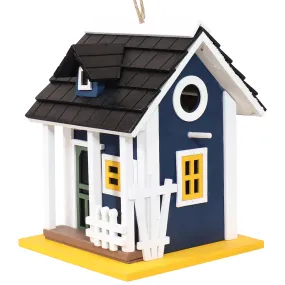 Sunnydaze Charming Cottage LED Solar Wooden Outdoor Hanging Bird House - 9.25"