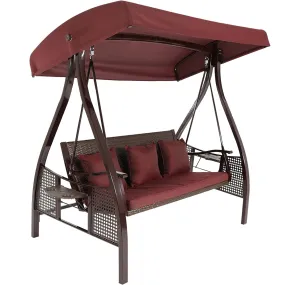 Sunnydaze Deluxe 3-Person Patio Swing with Canopy and Side Tables