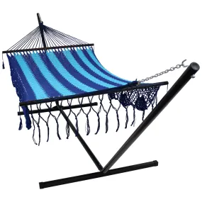 Sunnydaze Deluxe American Style Mayan Hammock & 15' Hammock Stand