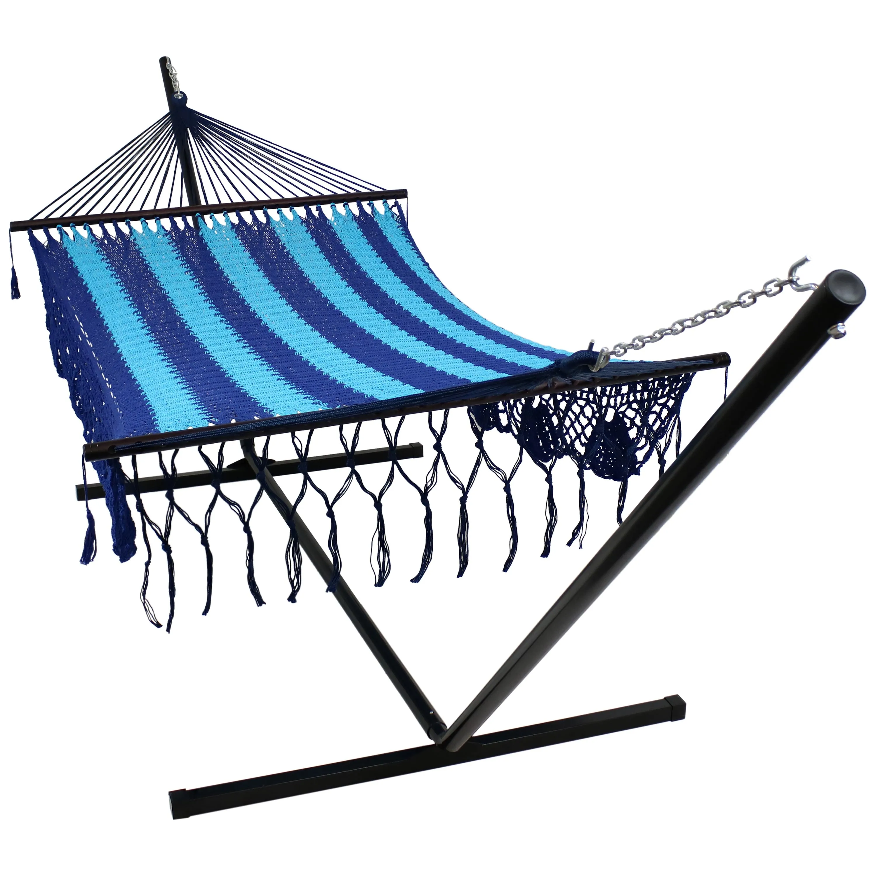 Sunnydaze Deluxe American Style Mayan Hammock & 15' Hammock Stand