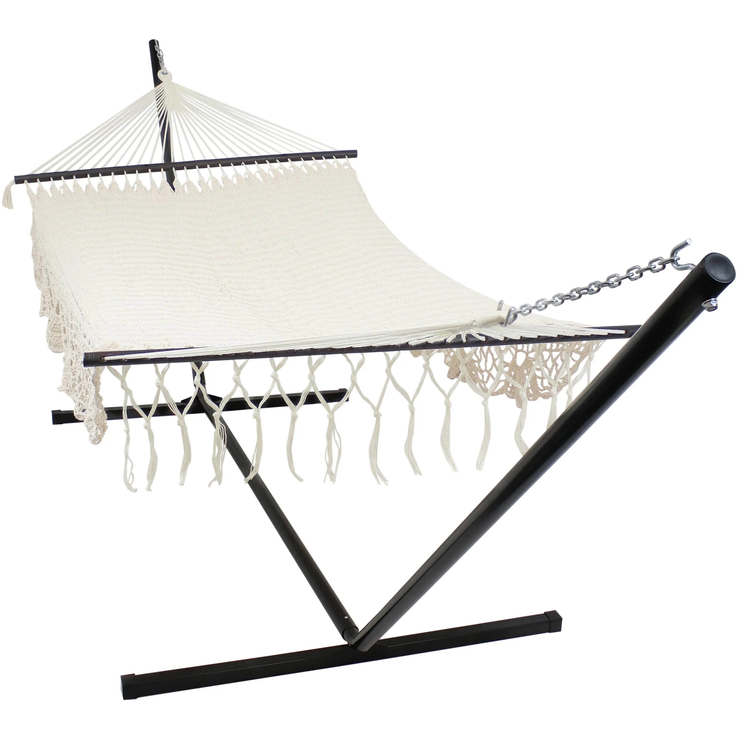 Sunnydaze Deluxe American Style Mayan Hammock & 15' Hammock Stand