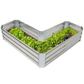 Sunnydaze Galvanized Steel L-Shaped Raised Garden Bed