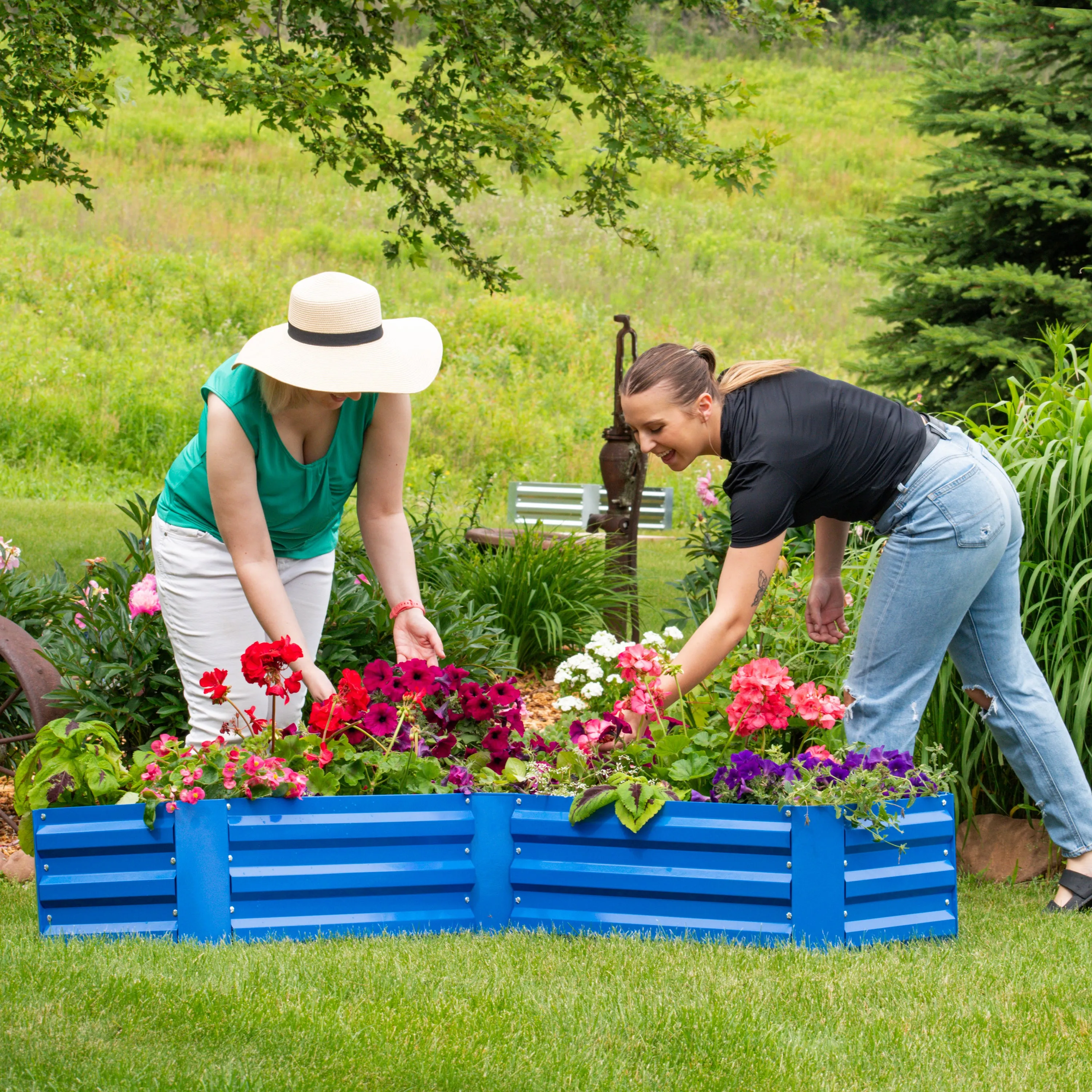 Sunnydaze Galvanized Steel L-Shaped Raised Garden Bed