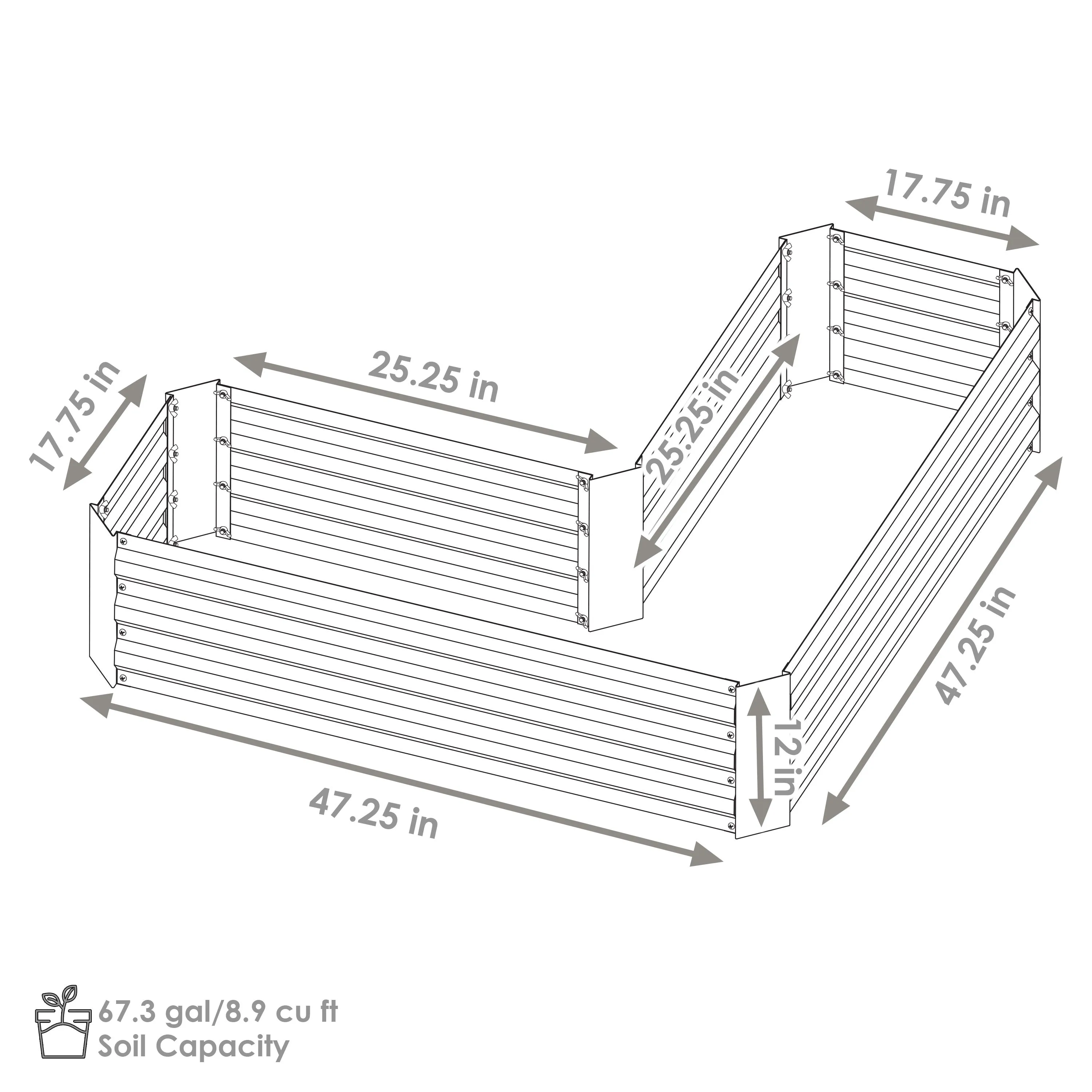 Sunnydaze Galvanized Steel L-Shaped Raised Garden Bed