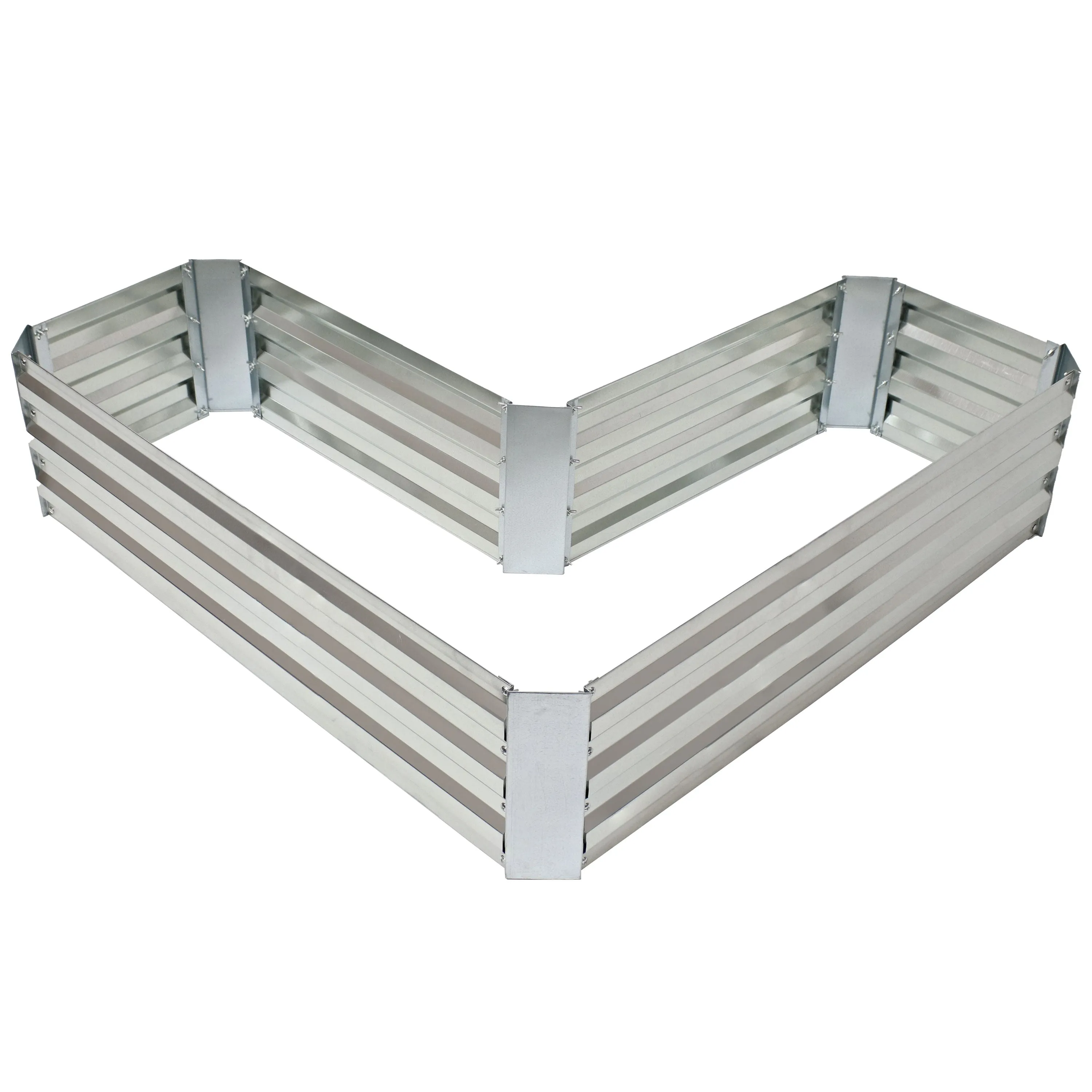 Sunnydaze Galvanized Steel L-Shaped Raised Garden Bed