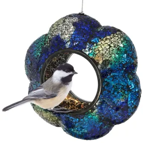 Sunnydaze Indigo Flower Fly-Through Hanging Outdoor Bird Feeder - 10"