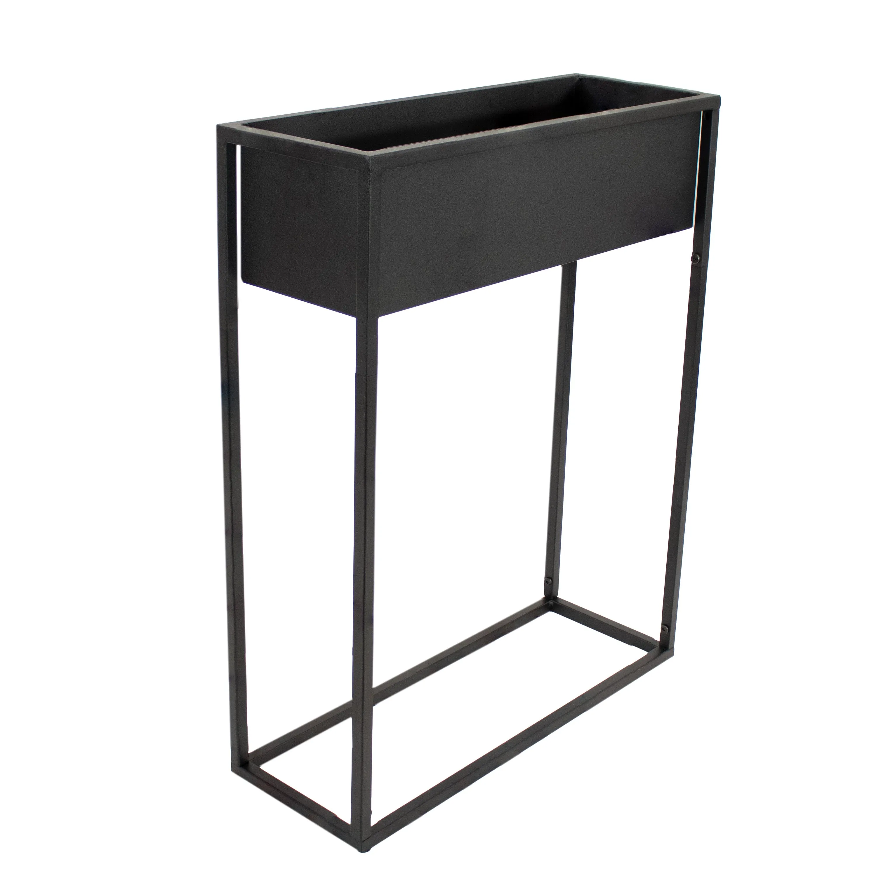 Sunnydaze Modern Simplicity Metal Raised Planter Box with Legs - Black - 27.5"