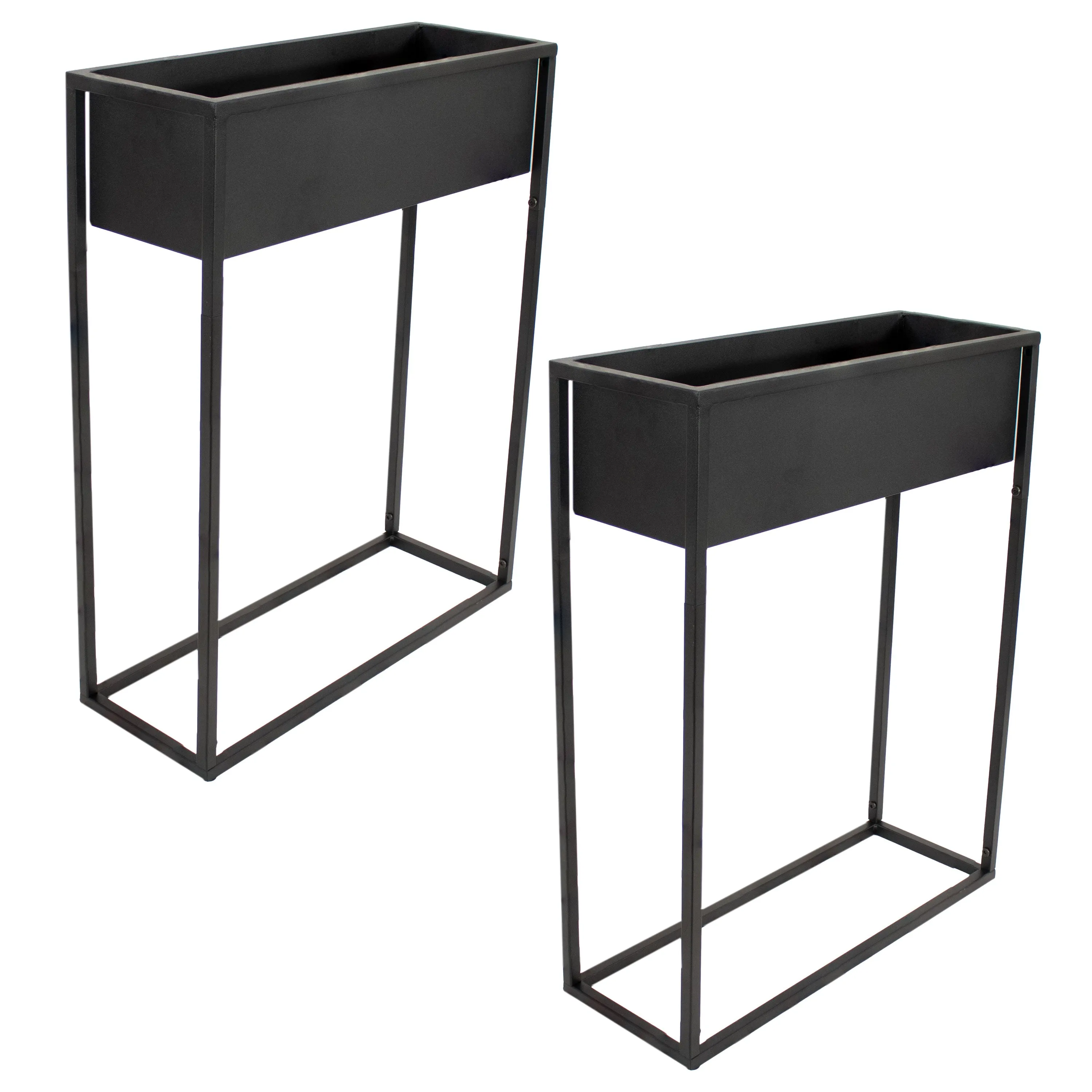 Sunnydaze Modern Simplicity Metal Raised Planter Box with Legs - Black - 27.5"