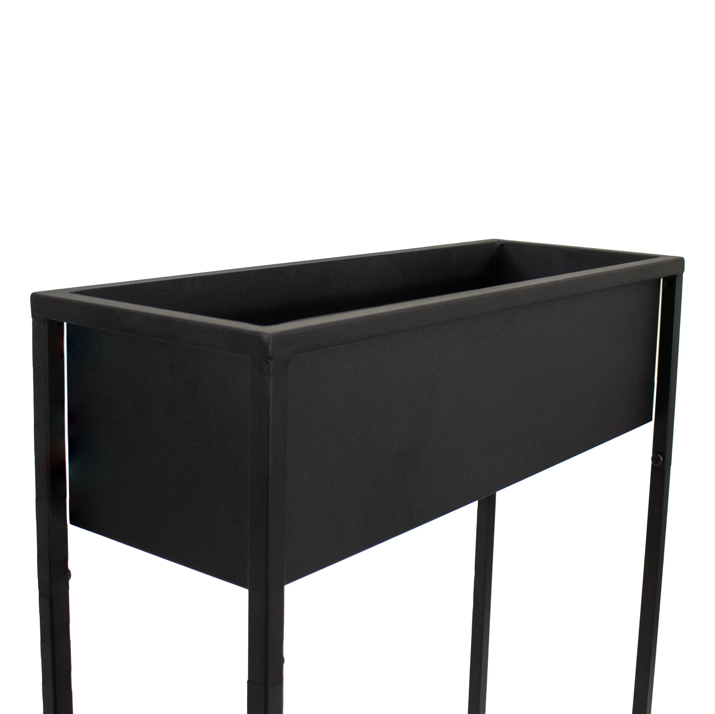 Sunnydaze Modern Simplicity Metal Raised Planter Box with Legs - Black - 27.5"