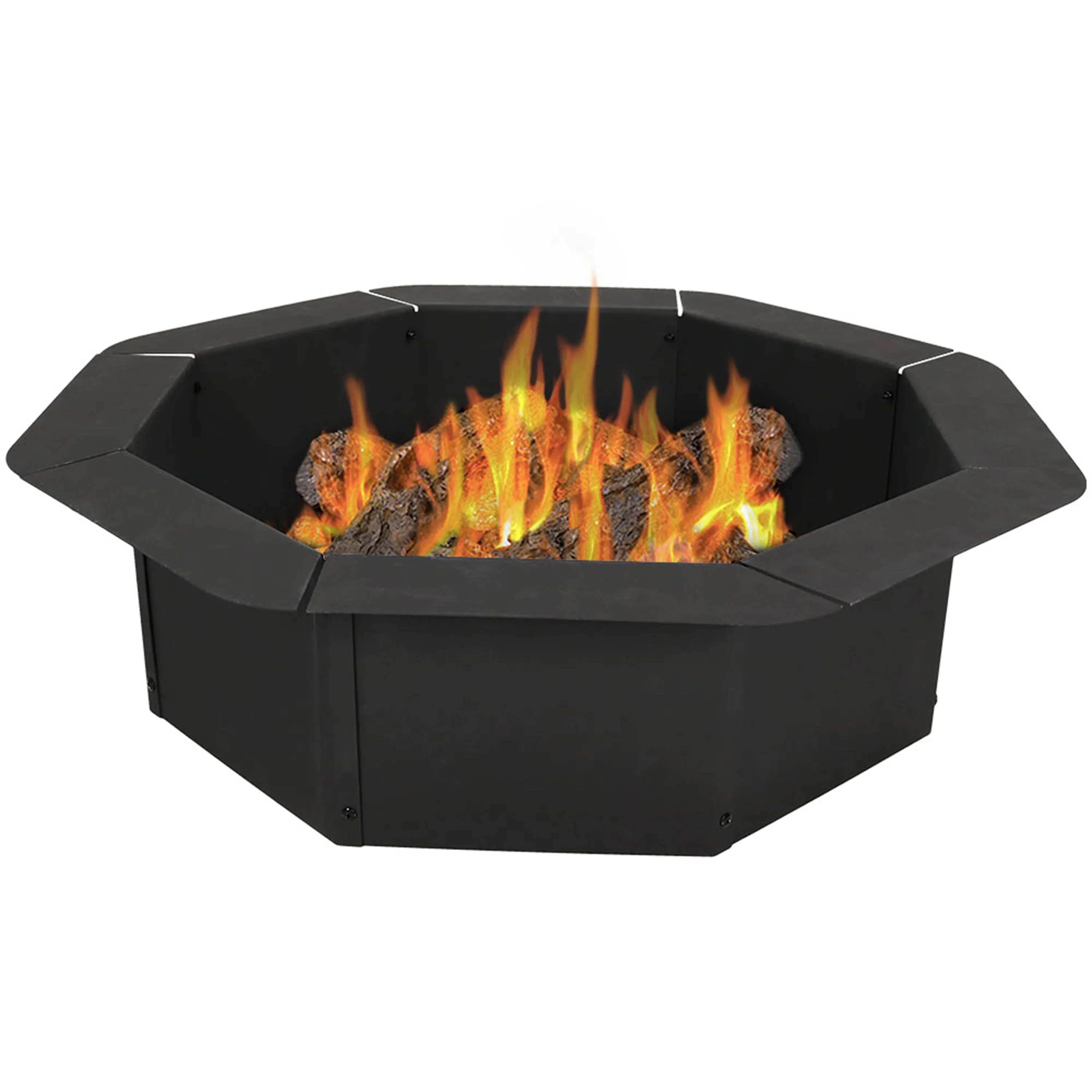 Sunnydaze Octagon Heavy-Duty Steel Fire Pit Ring - 30" Inside Diameter