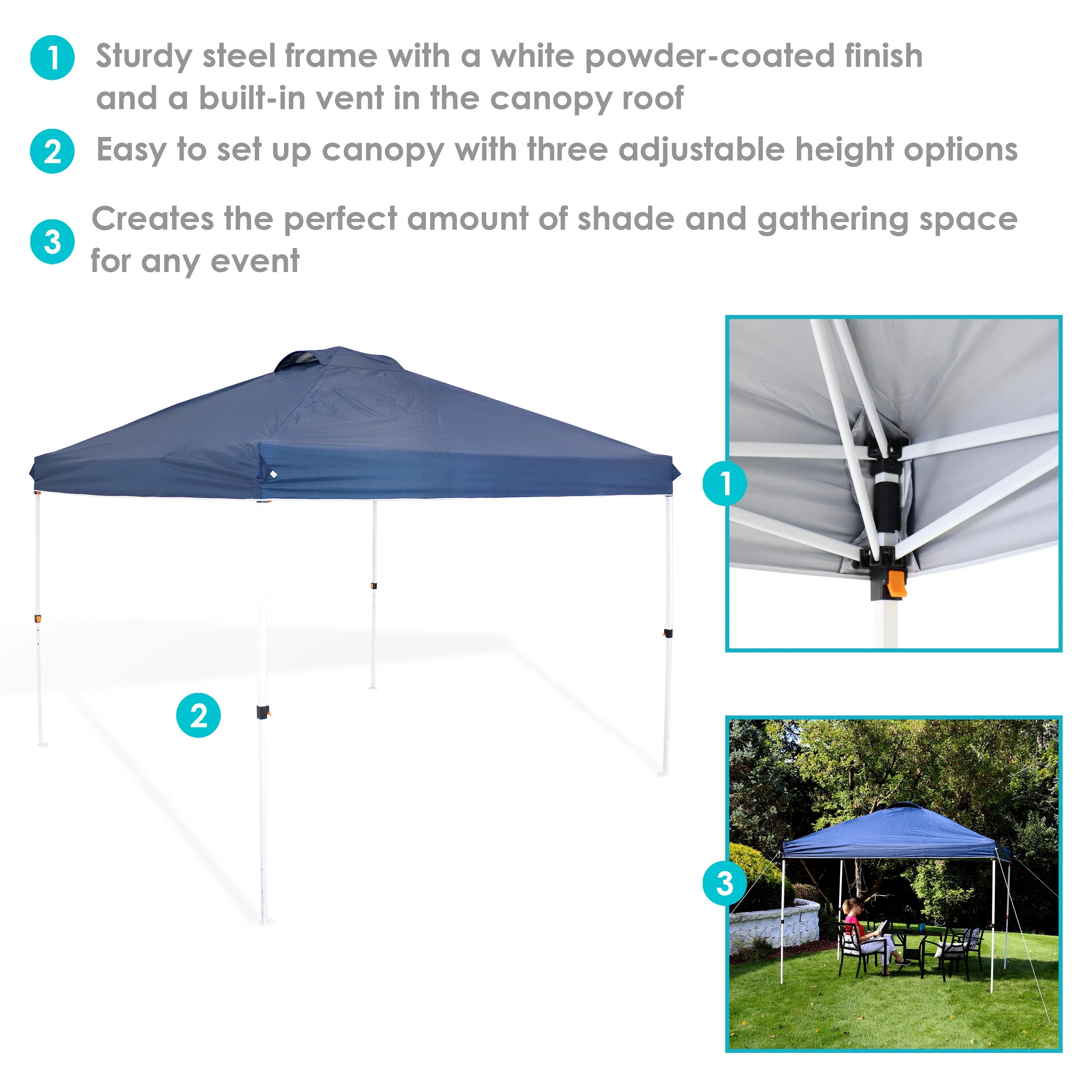 Sunnydaze Premium Pop-Up Canopy with Rolling Carry Bag and Sandbags