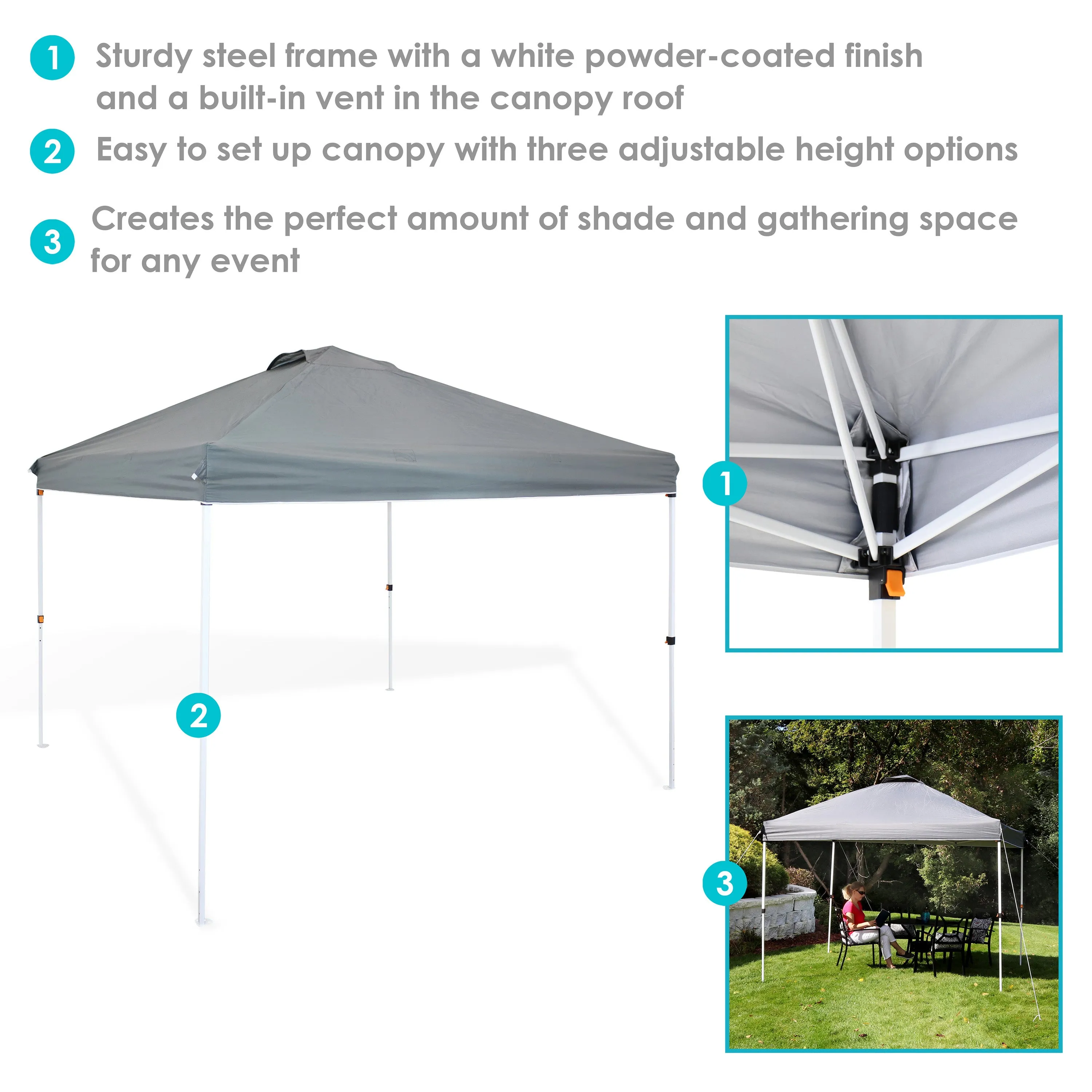 Sunnydaze Premium Pop-Up Canopy with Rolling Carry Bag and Sandbags