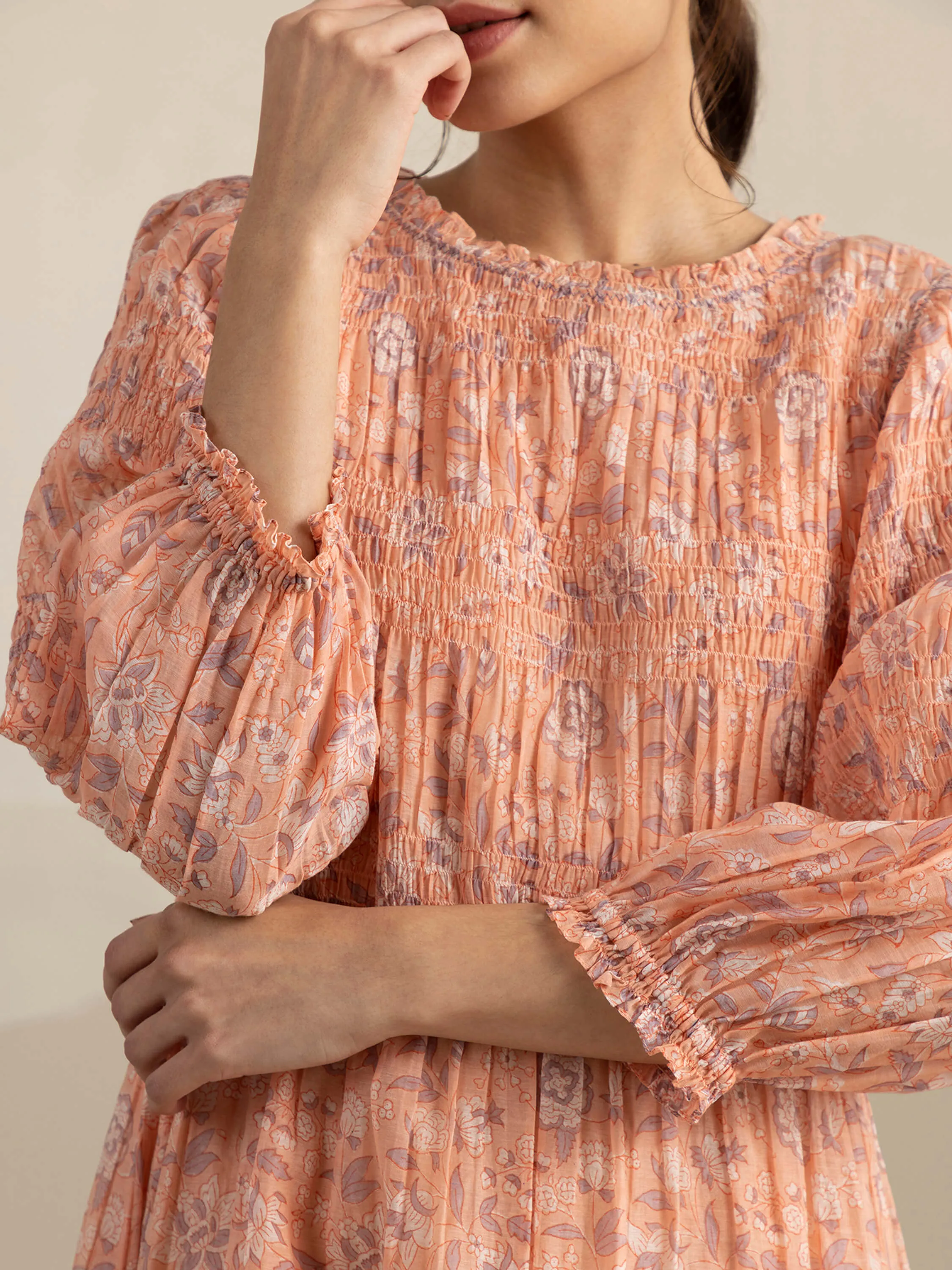 Sunset Bird Smock Midi Dress