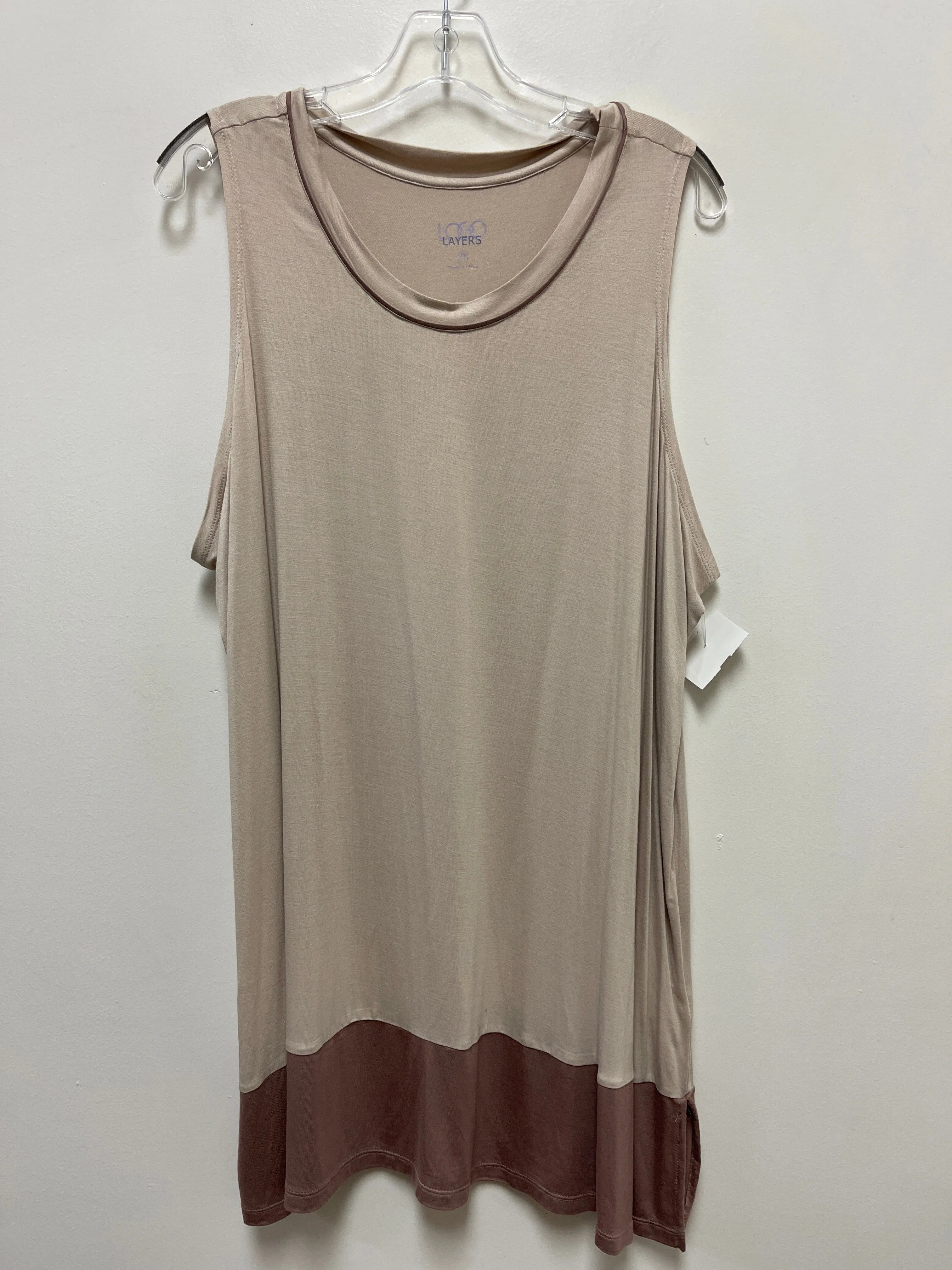 Tan Tunic Sleeveless Logo, Size 2x