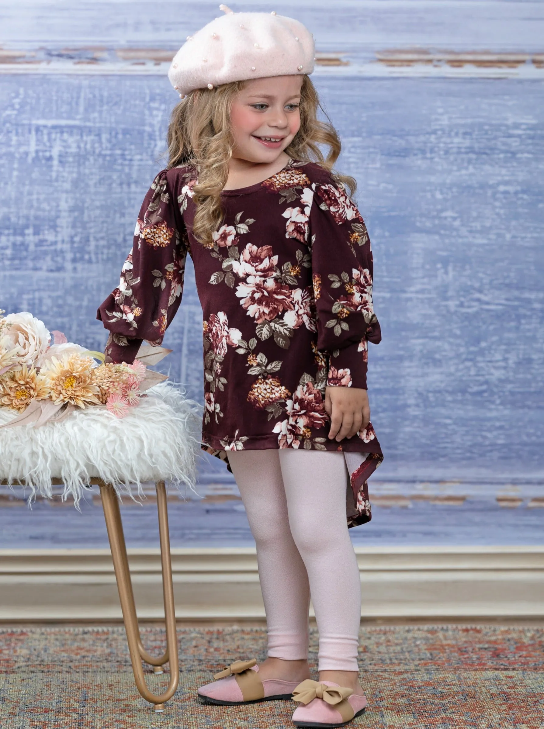 Think Of Me Floral Hi-Lo Tunic And Legging Set