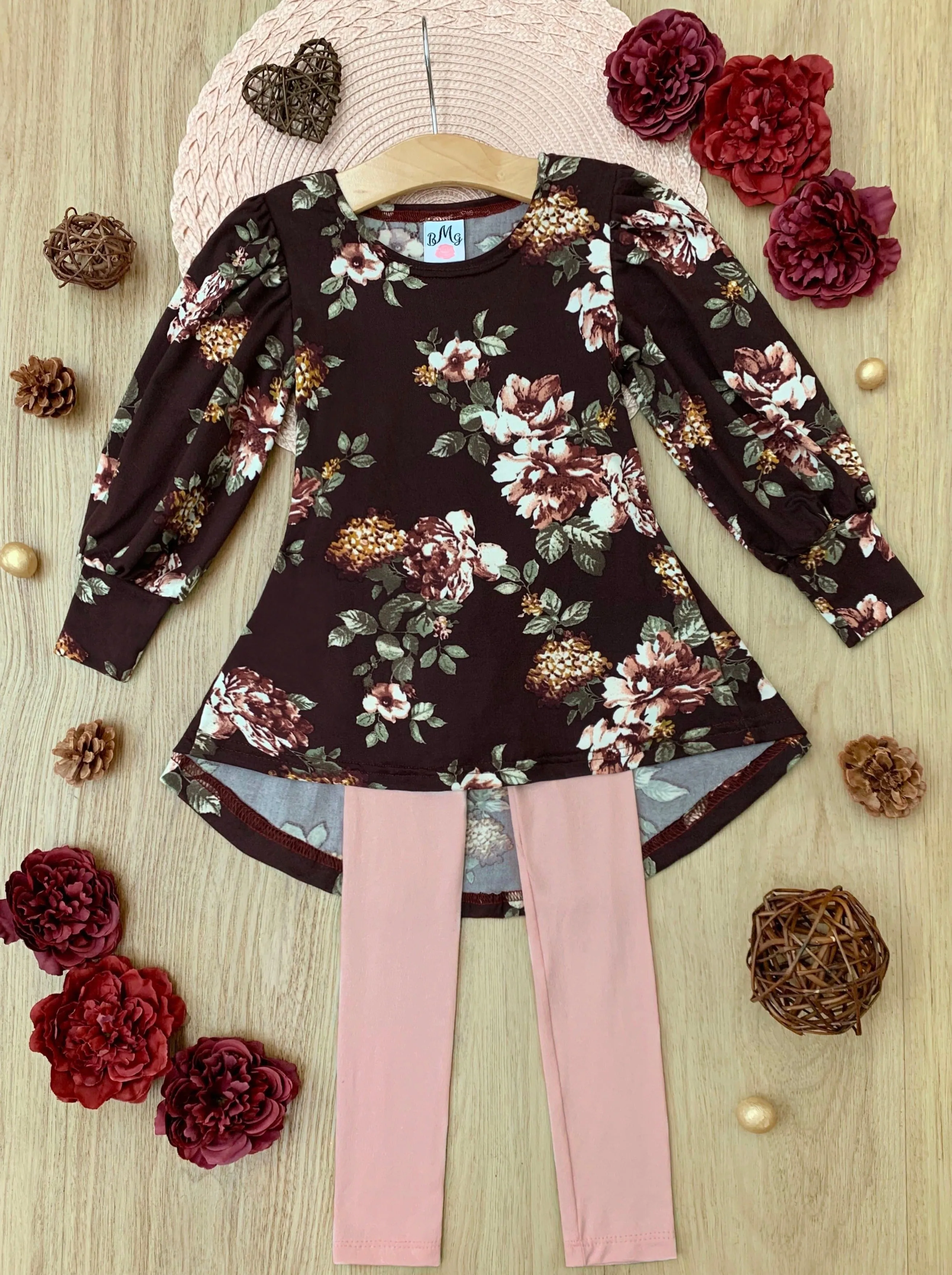 Think Of Me Floral Hi-Lo Tunic And Legging Set