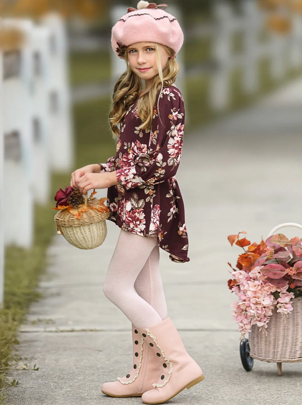 Think Of Me Floral Hi-Lo Tunic And Legging Set