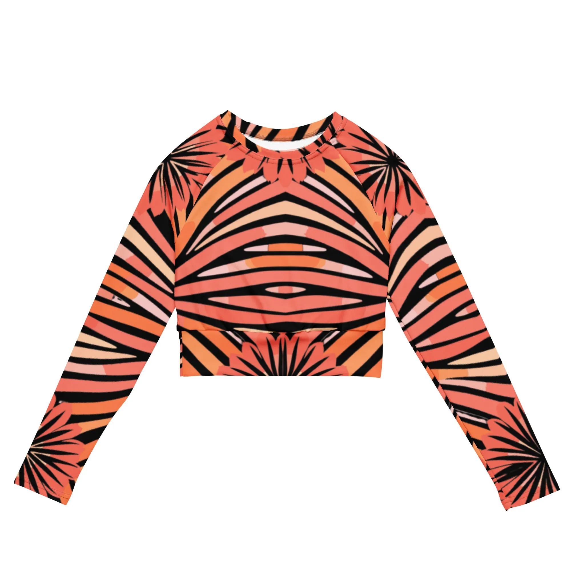 Tie-dye Recycled Long-sleeve Crop Top Peachy Tiger Shark