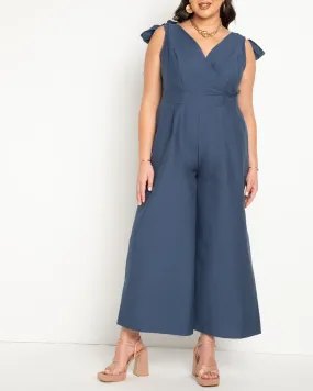 Tie Strap Wide Leg Jumpsuit | Dark Denim