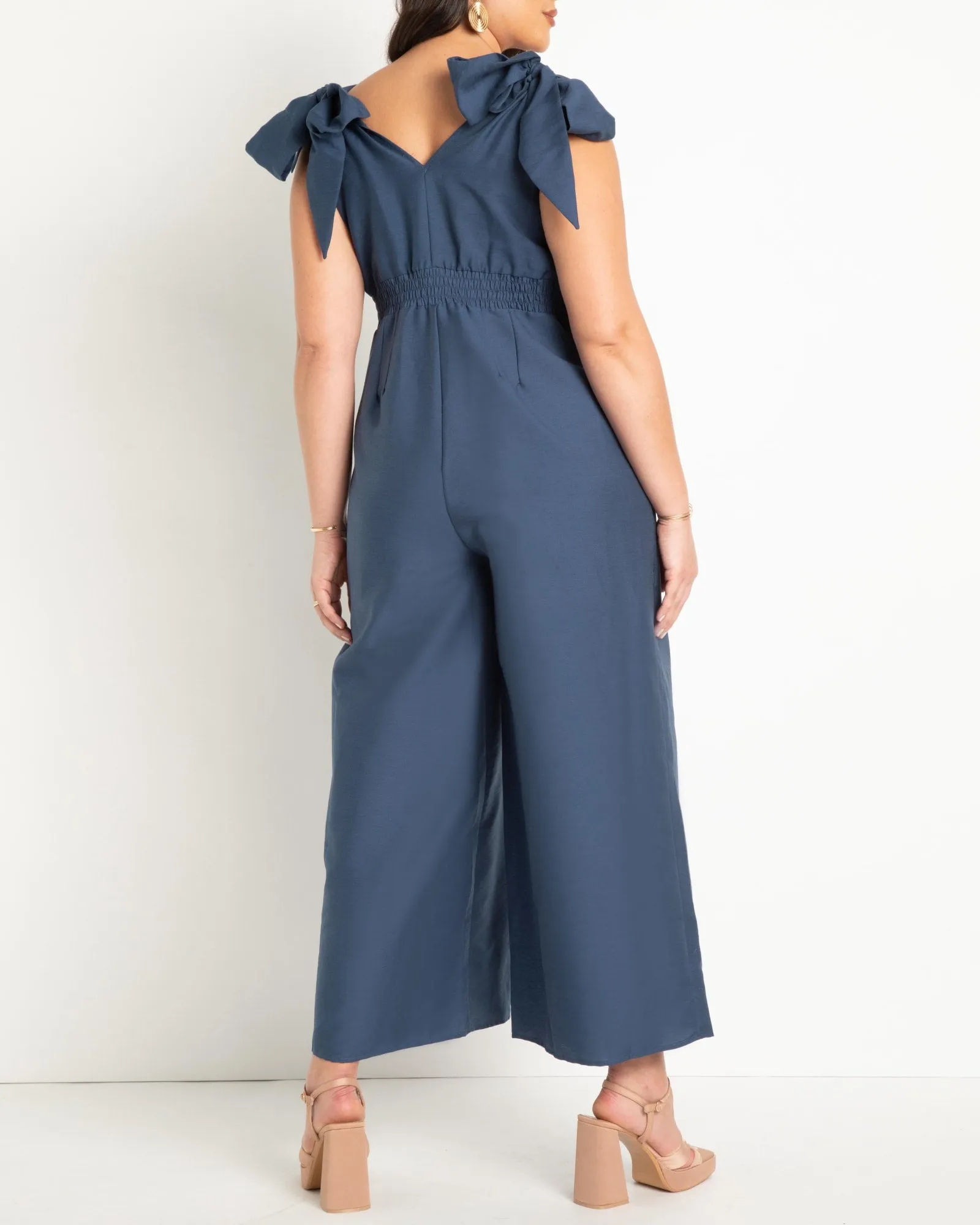 Tie Strap Wide Leg Jumpsuit | Dark Denim