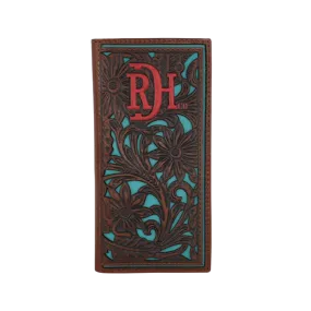 Trenditions Red Dirt Hat Men's Turquoise Inlay Co Rodeo Tooled Wallet