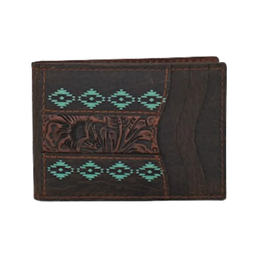 Trenditions Red Dirt Men's Bifold Tooled Accent Turquoise Wallet