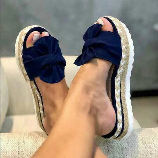 Trendy Bow Slip On Fashion Beach Sandals