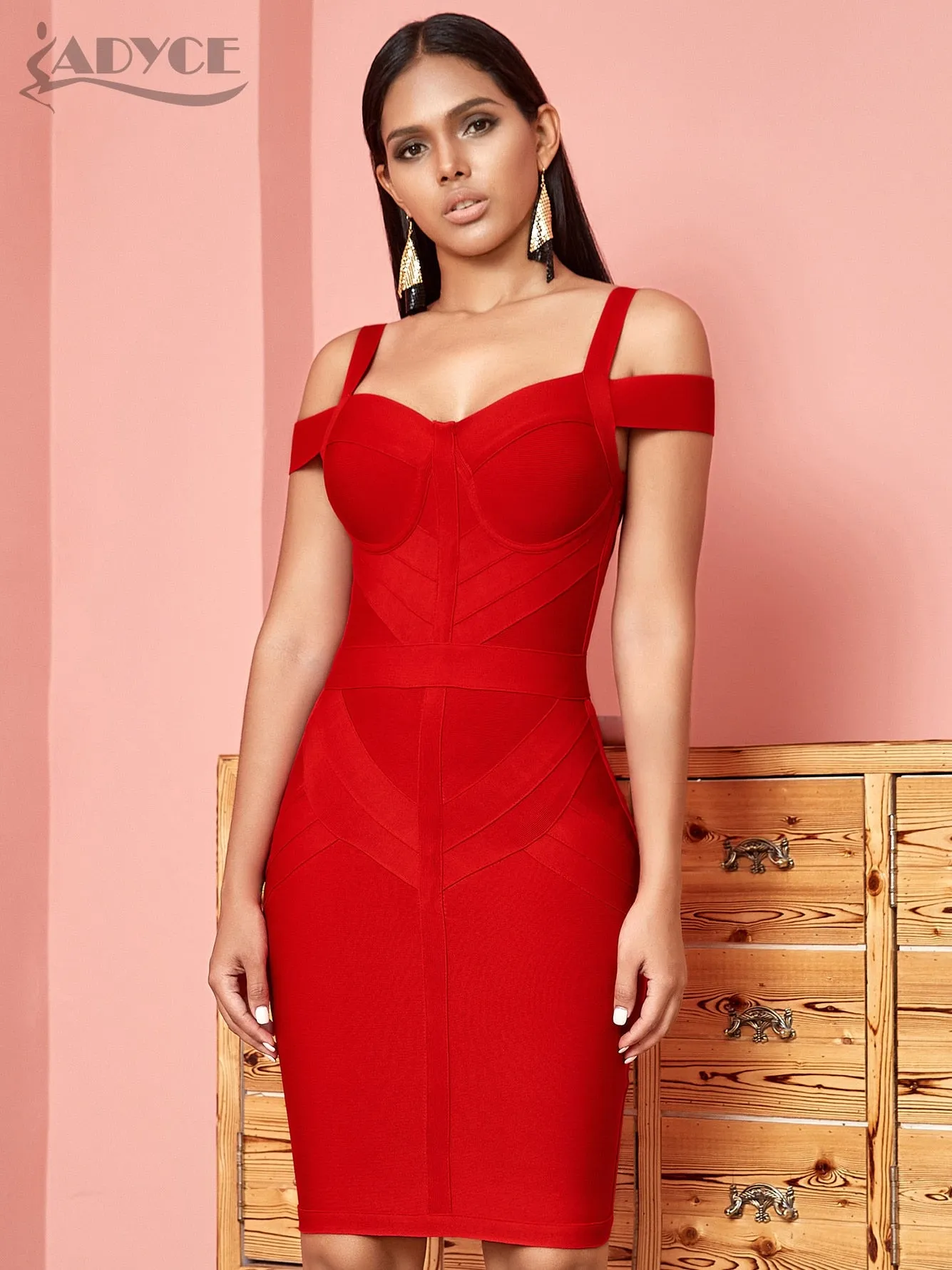 Trendy Red Bandaged Mini Party Dress