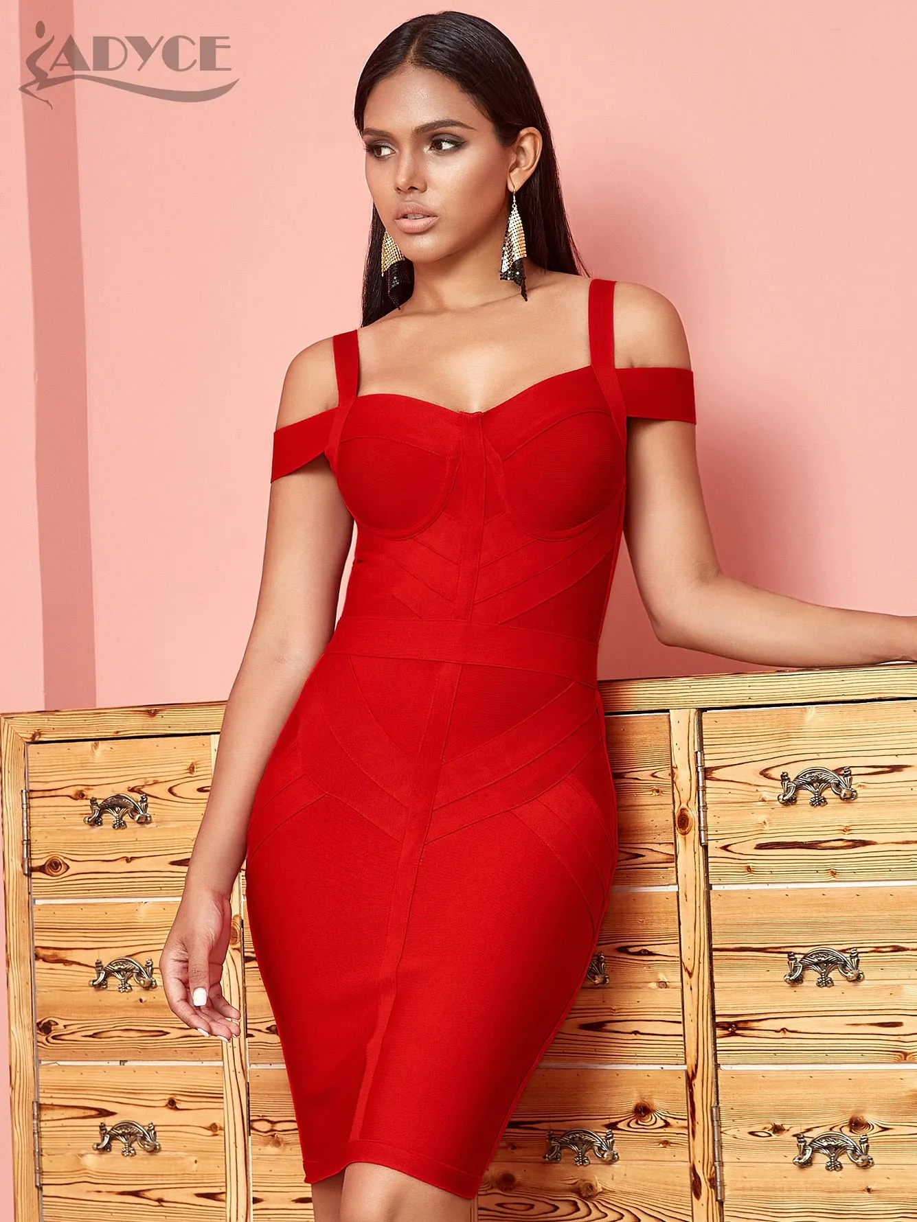 Trendy Red Bandaged Mini Party Dress