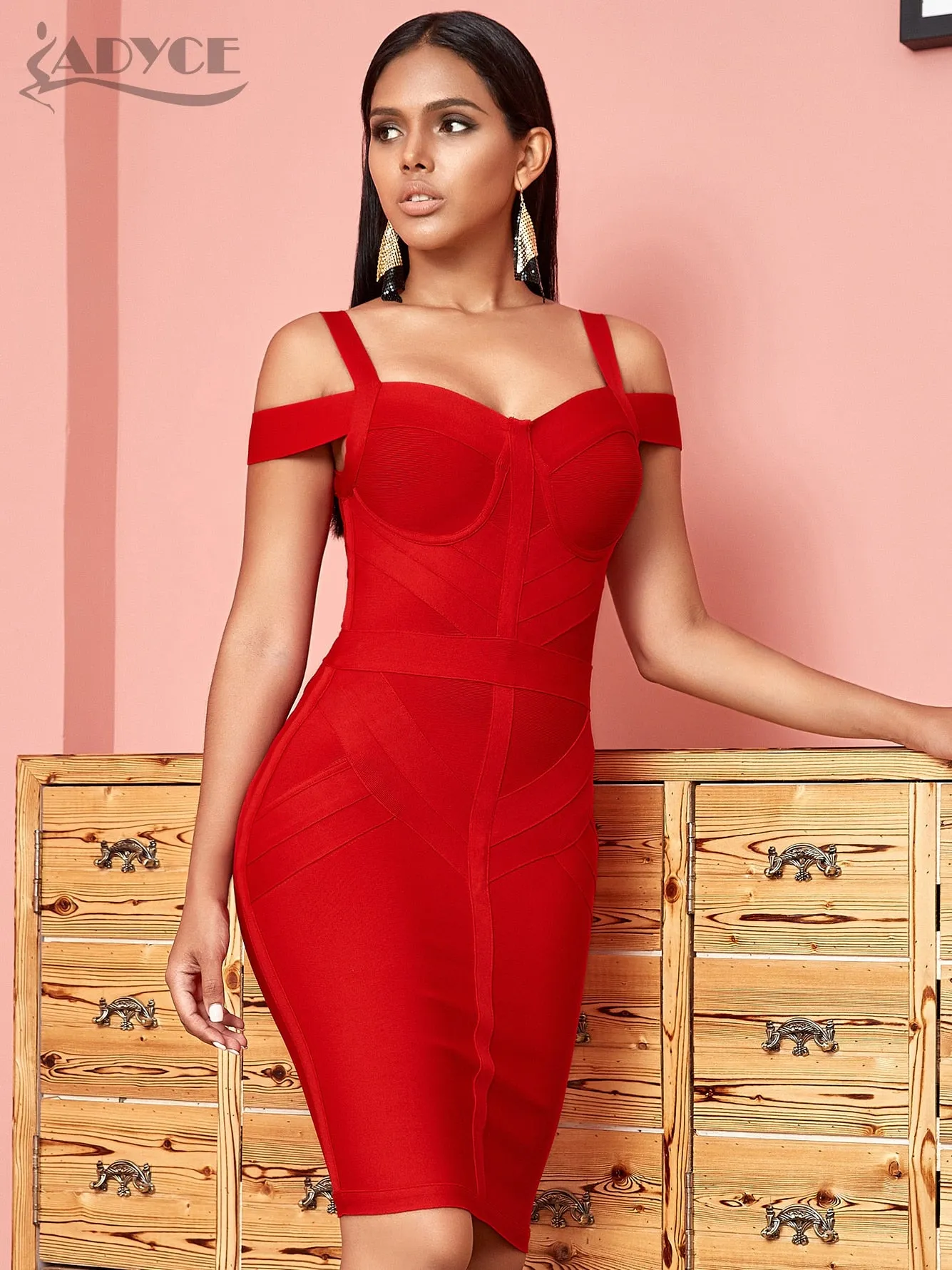 Trendy Red Bandaged Mini Party Dress