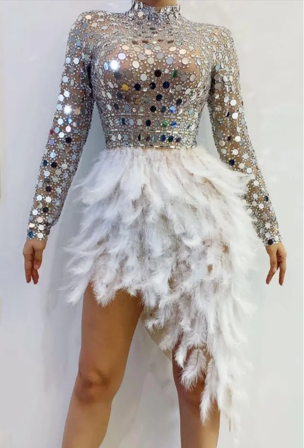 Trendy Sequins Feather Party Dress