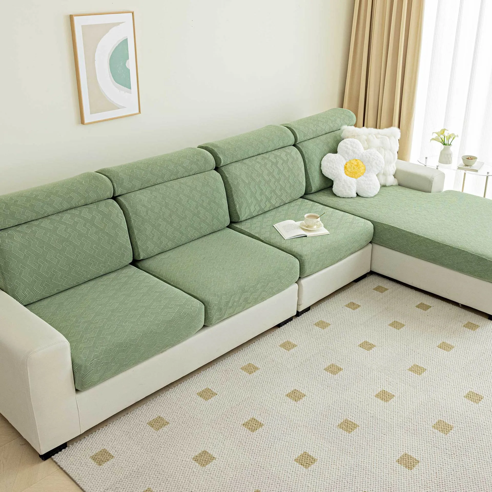 Trendy Solid Stretch Anti-Slip Furniture Slipcovers