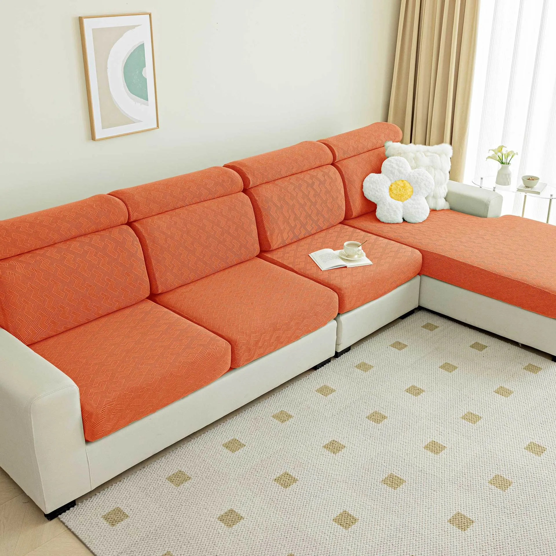 Trendy Solid Stretch Anti-Slip Furniture Slipcovers