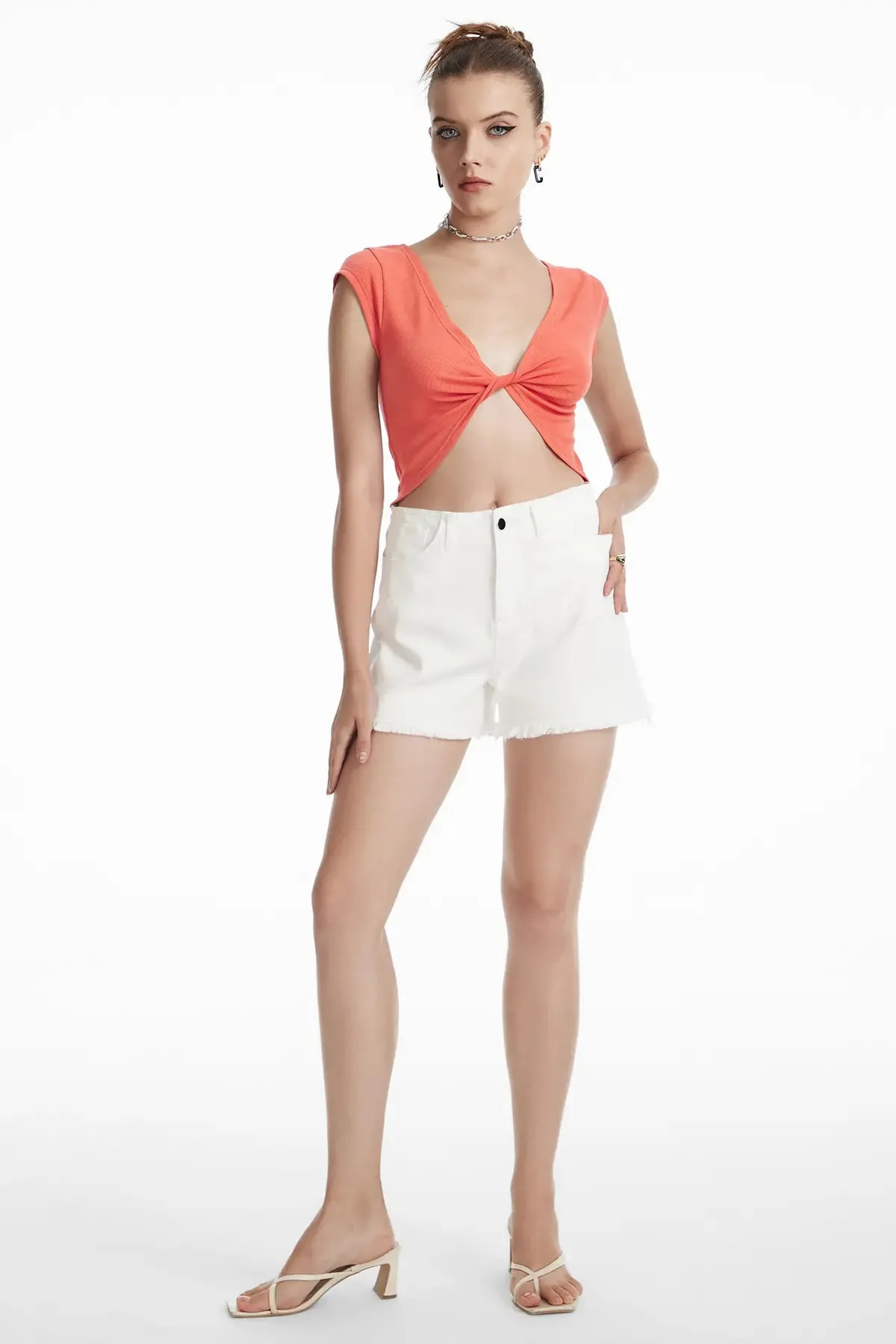 Twist Backless Rib Crop Top