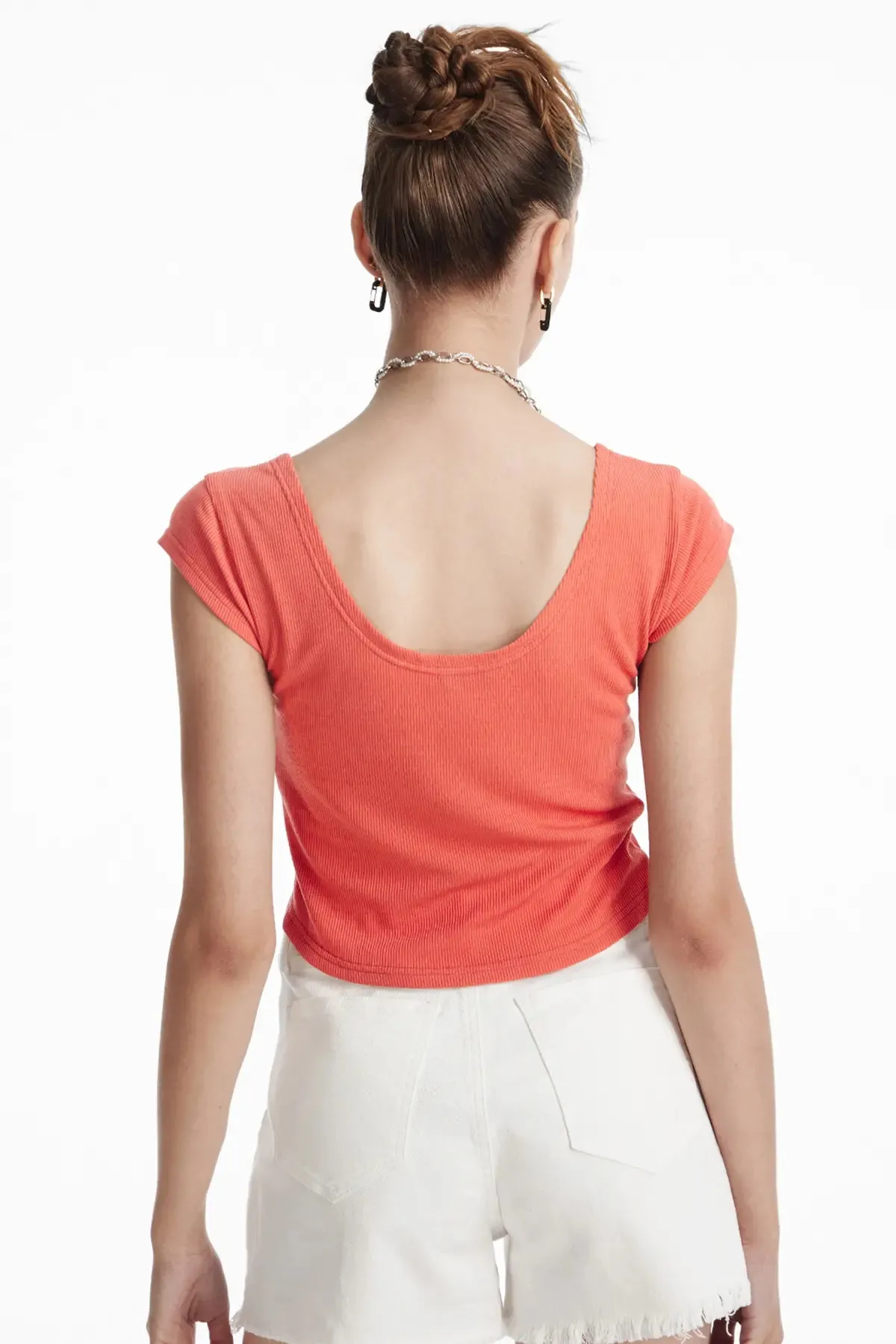 Twist Backless Rib Crop Top