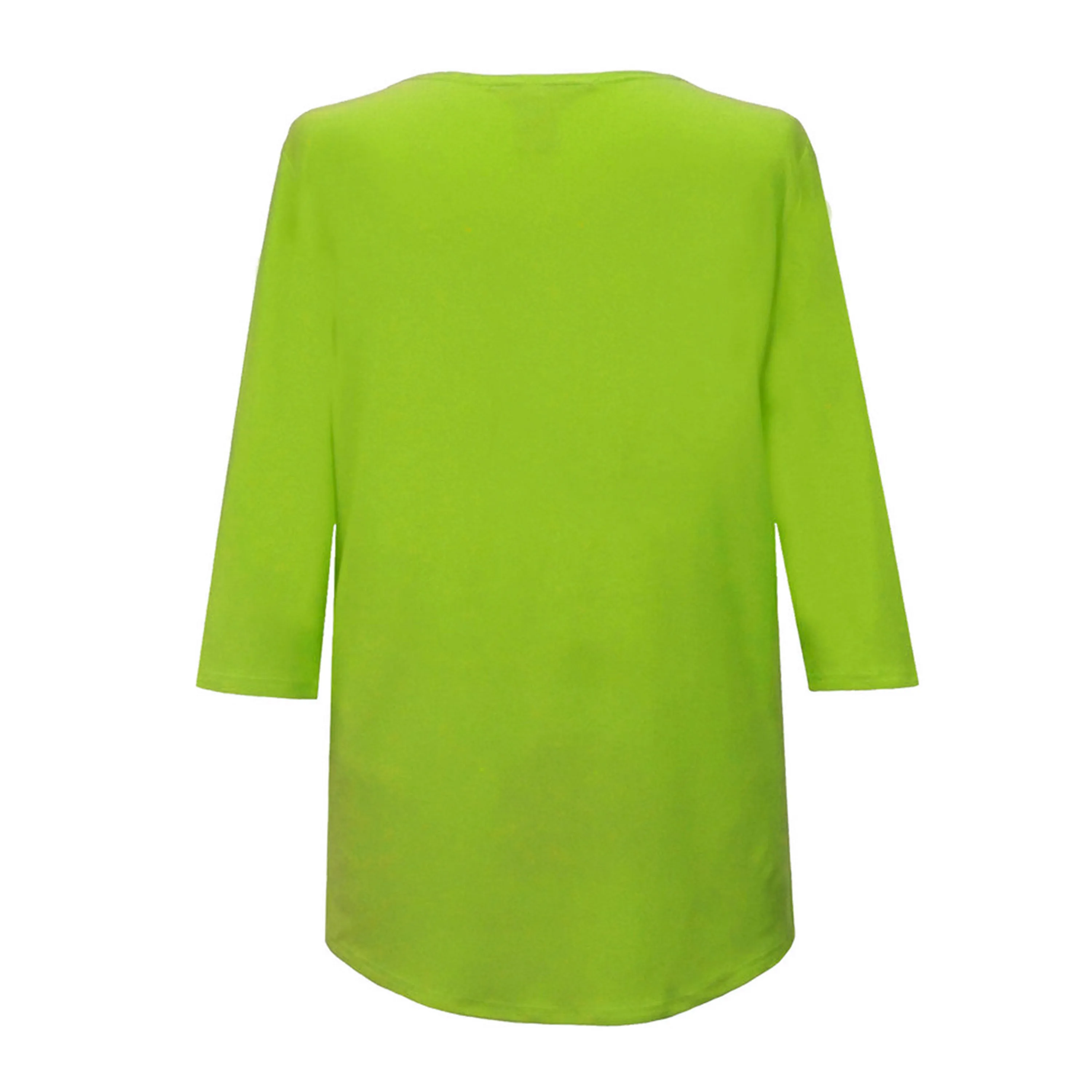 Valentina Signa Solid V Neck Hi-Low Top in Lime 15296-LIM