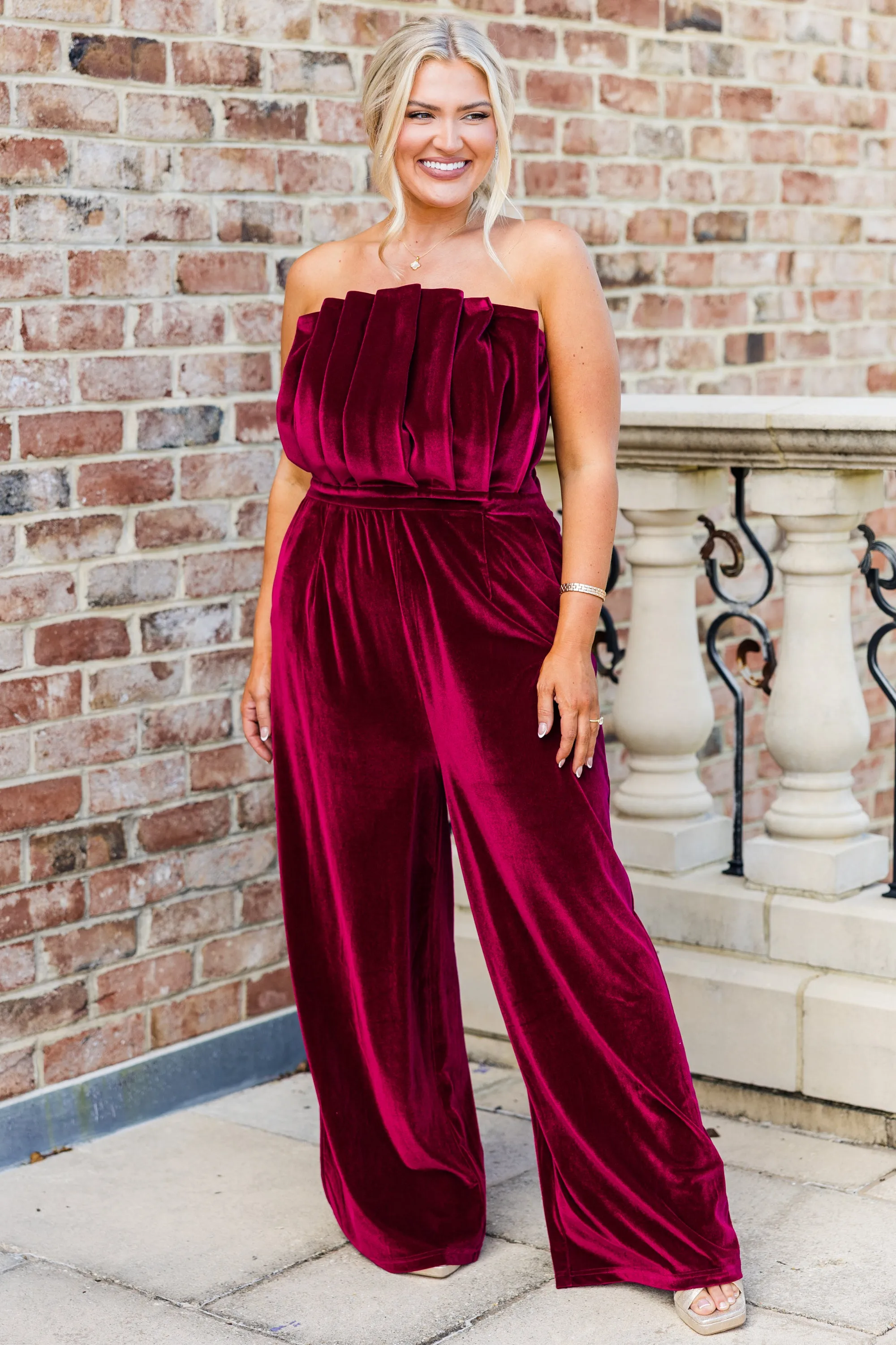 Waltz Through Winter Jumpsuit, Wine