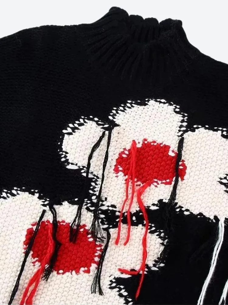 Weirdcore Flower Embroidered Knitted Sweater Vest