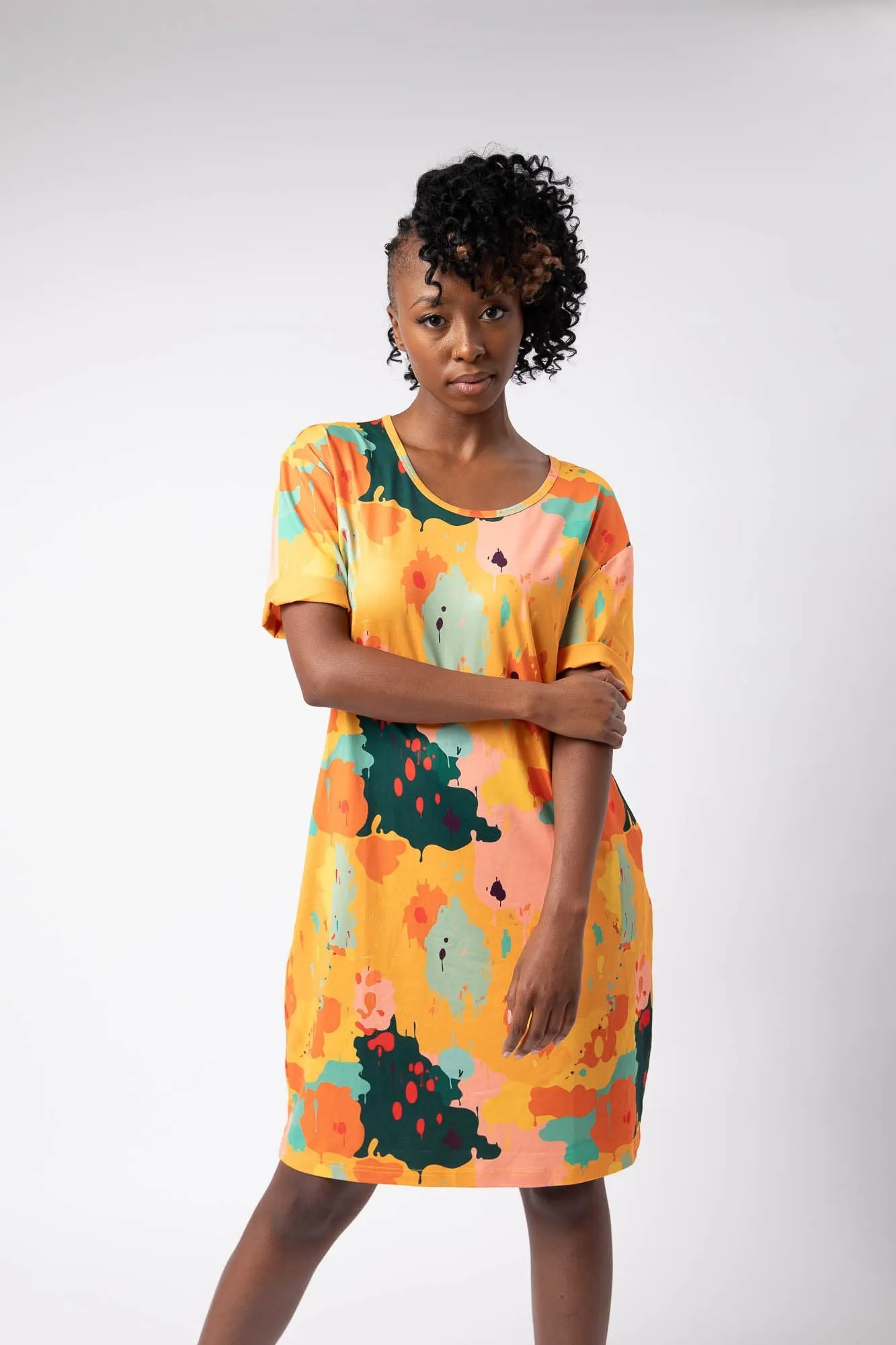 Werk! Of Art Drop Shoulder Pocket Dress