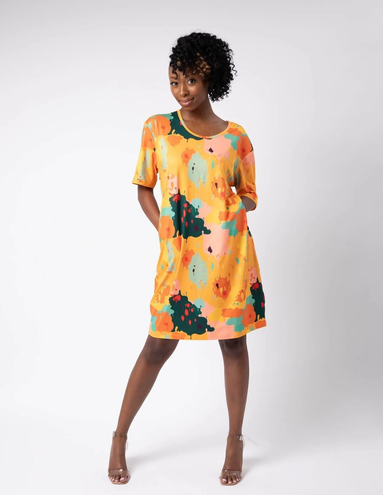 Werk! Of Art Drop Shoulder Pocket Dress